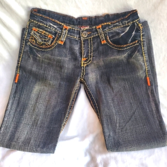 True Religion Denim - Womens black wash whiskering True Religion Joey Super T Jeans size 31 stretchy